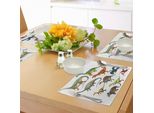 Tovagliette Abakuhaus Con Dinosauri, Vari Animali Preistorici Del Giurassico, Collezione Cartoon, Mammiferi, Tiscjdeco In Tessuto Resistente Ai Colori Per La Sala Da Pranzo E La Cucina, Multicolore