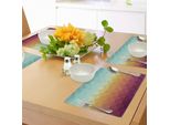Tovagliette Indie Abakuhaus, Motivo A Quadri Astratto Ispirato Al Mosaico, Piastrelle Romboidali Retrò Color Pastello, Tiscjdeco In Tessuto Resistente Al Lavaggio Per La Sala Da Pranzo E La Cucina, Turchese Calendula Viola