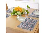 Tovagliette Abakuhaus Acquerellate, Fenicotteri Esotici, Zebre E Fiori Tropicali, Illustrazione Riassuntiva Di Animali, Decorazione Da Tavola In Tessuto Resistente Al Lavaggio Per Sala Da Pranzo E Cucina, Nero, Corallo, Rosso, Blu