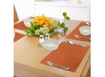 Tovagliette Abakuhaus Arancioni, Design Vintage Retrò - Piccoli Pois Neri Su Sfondo Arancione - Piastrelle Classiche, Tiscjdeco In Tessuto Resistente Al Lavaggio Per La Sala Da Pranzo E La Cucina, Arancione E Nero