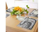 Abakuhaus Tovagliette Con Lettera J, Effetto Consumato Iniziali Maiuscolo J Old Fashion Royal Lettere Stilizzate Design Argento, Sottobicchieri In Tessuto Lavabile Decorazioni Per La Tavola Con Stampa, Nero Grigio