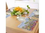Tovagliette Abakuhaus Per Asilo Nido, Prato Fiorito Primaverile Con Fiori Colorati, Farfalle, Alberi, Foglie, Decorazioni Da Tavola In Tessuto Resistente Al Lavaggio Per Sala Da Pranzo E Cucina, Multicolore