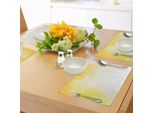 Abakuhaus Tovagliette Gialle E Bianche, Forma A Mosaico Frattale Con Triangoli Astratti Semplificati Con Effetto Sfumato, Tiscjdeco In Tessuto Resistente Al Lavaggio Per La Sala Da Pranzo E La Cucina, Giallo Bianco