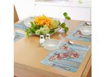 Abakuhaus Tovagliette Con Lettere, Abc Nautico Con Elementi Marini Ispirati Alla Spiaggia, Tiscjdeco In Tessuto Resistente Al Lavaggio Per La Sala Da Pranzo E La Cucina, Corallo Scuro, Azzurro, Avorio
