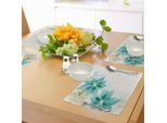 Abakuhaus Tovagliette Anatra Selvatica, Motivo Floreale Ispirato Alla Vendemmia Con Elementi Naturali Astratti Dai Colori Vivaci, Sottobicchieri In Tessuto Lavabile Decorazione Da Tavola Con Stampa, Turchese Beige