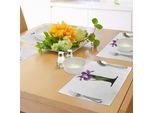 Abakuhaus Tovagliette Con Lettera I, Tipografia Floreale Abc Con Silhouette Della Lettera I E Fiori Iris Flowers Spring, Tiscjdeco In Tessuto Resistente Al Lavaggio Per Sala Da Pranzo E Cucina, Viola Nero Verde