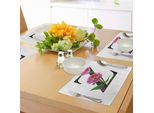 Abakuhaus Tovagliette Con Lettera Z, Petali Di Zinnia Viola, Steli, Foglie E Lettera Z Alfabeto Ispirato Alla Natura, Sottobicchieri In Tessuto Lavabile Decorazioni Per La Tavola Con Stampa, Colori Fucsia, Nero E Verde