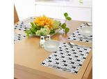 Tovagliette Abakuhaus Con Motivi Di Cervi, Immagini Monocromatiche Di Animali E Triangoli Ornamental Pattern Nature Illustration, Tiscjdeco In Tessuto Resistente Al Lavaggio Per La Sala Da Pranzo E La Cucina, Bianco E Nero