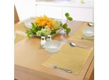 Abakuhaus Tovagliette Gialle E Bianche, Motivi Ornamentali Monocromatici, Fiori Di Tarassaco Astratti, Colori Shabby, Tiscjdeco In Tessuto Resistente Al Lavaggio Per La Sala Da Pranzo E La Cucina, Calendula Bianca