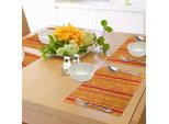 Tovagliette Abakuhaus Arancioni, Motivo A Strisce Verticali Con Fiori Stilizzati, Foglie Vorticose E Pois, Tiscjdeco In Tessuto Resistente Al Lavaggio Per La Sala Da Pranzo E La Cucina, Arancione Giallo