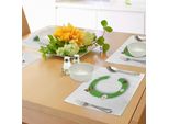 Abakuhaus Tovagliette Con La Lettera C, Capital C Con Erba Groenlandia Primavera Fiorita Natura Tema Figura, Tiscjdeco In Tessuto Resistente Al Lavaggio Per La Sala Da Pranzo E La Cucina, Multicolore Verde