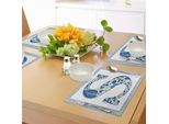Abakuhaus Tovagliette Con Lettere, Design Tipografico Con Alfabeto Antico In Una Cornice Con Motivi Azulejo, Tiscjdeco In Tessuto Resistente Al Lavaggio Per La Sala Da Pranzo E La Cucina, Arancione Giallo Blu