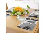 Tovagliette Abakuhaus Con Chitarra, Design Monocolore A Strisce, Strumento Classico Acustico, Musica Popolare, Concerto, Tiscjdeco In Tessuto Resistente Al Lavaggio Per Sala Da Pranzo E Cucina, Bianco E Nero