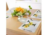 Abakuhaus Tovagliette Con Lettera Y, Lettera Y Con Rappresentazione Naturale Di Campanule Gialle In Design Astratto, Decorazione Da Tavola In Tessuto Resistente Al Lavaggio Per Sala Da Pranzo E Cucina, Giallo Verde Nero