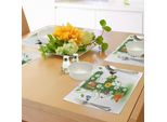 Abakuhaus Tovagliette Con La Lettera F, Ispirazioni Naturali Con Animali E Fiori Motivo Farfalle E Margherite, Decorazioni Da Tavola In Tessuto Resistente Al Lavaggio Per La Sala Da Pranzo E La Cucina, Multicolore Verde