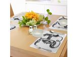 Abakuhaus Tovagliette Con La Lettera H, Maiuscola H Con Influenze Rococò, Tema Letterario Antico Monocromatico, Tiscjdeco In Tessuto Resistente Al Lavaggio Per La Sala Da Pranzo E La Cucina, Bianco E Nero.