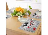 Tovagliette Abakuhaus Yorkie, Terrier Con La Testa Inclinata Amo Il Mio Yorkie Rosso Eccentrico Vetro Cuore D'amore A Pois, Tiscjdeco In Tessuto Resistente Al Lavaggio Per La Sala Da Pranzo E La Cucina, Bianco Nero Rosso