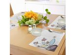 Tovagliette Abakuhaus Con Motivi Floreali, Vaso Di Fiori Con Petali E Api Che Volano Ispirando La Stagione Estiva, Sottobicchieri In Tessuto Lavabile Decorazioni Per La Tavola Con Stampa, Multicolore