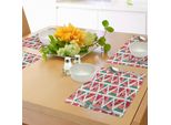 Tovagliette Abakuhaus Acquerellate, Motivo Astratto A Triangoli Con Angurie Disegnate A Mano In Stile Hippie Tropicale, Tiscjdeco In Tessuto Resistente Ai Colori Per La Sala Da Pranzo E La Cucina, Turchese, Rosso Corallo, Rosa