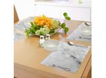 Tovagliette In Marmo Abakuhaus, Motivo Marmorizzato Con Linee Spezzate E Strisce Sfumate, Effetto Artistico, Tiscjdeco In Tessuto Resistente Al Lavaggio Per Sala Da Pranzo E Cucina, Bianco Grigio Sabbia