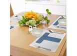 Abakuhaus Tovagliette Con Lettere, Design Alfabetico Con Texture Denim, Illustrazione Con Cuciture Blue Jeans, Tiscjdeco In Tessuto Resistente Al Lavaggio Per Sala Da Pranzo E Cucina, Giallo Blu