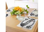 Abakuhaus Tovagliette, Motivo Floreale Naturale, Tinta Unita, Lettere Maiuscole, Lettera S Con Silhouette Di Fiori, Decorazione Da Tavola In Tessuto Resistente Al Lavaggio Per Sala Da Pranzo E Cucina, Bianco E Nero