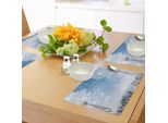 Tovagliette Abakuhaus Winter, Neve Che Cade Sulla Città, Grattacieli, Strade, Freddo, New York City, Tiscjdeco In Tessuto Resistente Al Lavaggio Per Sala Da Pranzo E Cucina, Blu Grigio Bianco