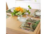 Abakuhaus Tovagliette Venezia, Stampa Artistica Con Motivo Grafico Vintage Raffigurante Un Paesaggio Storico Veneziano, Tessuto Lavabile E Resistente Allo Scolorimento Per Sala Da Pranzo E Cucina, Marrone Chiaro Verde Rosso