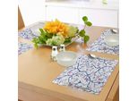 Tovagliette Abakuhaus Navy E Blush, Rami Di Ciliegio In Fiore Con Effetto Grunge, Natura Asiatica Artistica, Decorazioni Da Tavola In Tessuto Resistente Al Lavaggio Per La Sala Da Pranzo E La Cucina, Blu Viola Rosa