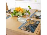 Abakuhaus Italia Tovagliette, Colosseo A Roma Anfiteatro Antica Serata Di Architettura Storica, Tiscjdeco In Tessuto Resistente Ai Colori Per La Sala Da Pranzo E La Cucina, Azzurro Calendula Avorio