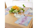 Tovagliette Pastello Abakuhaus, Fantasioso Motivo Con Cerchi Casuali A Forma Di Anello, Tiscjdeco In Tessuto Resistente Al Lavaggio Per La Sala Da Pranzo E La Cucina, Rosa Chiaro, Bianco, Acquamarina
