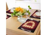 Abakuhaus Tovagliette Con Lettera D, D Stilizzata Con Tema Elettricità - Cinema-Teatro-Spettacolo Vecchio Stile, Tiscjdeco In Tessuto Resistente Al Lavaggio Per Sala Da Pranzo E Cucina, Rosso Cinabro Giallo Nero