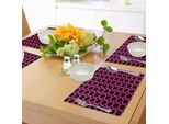 Tovagliette Abakuhaus Rosa, Pois Grandi E Piccoli Disposti In Simmetrico, Design Vivace In Stile Vintage, Tiscjdeco In Tessuto Resistente Al Lavaggio Per La Sala Da Pranzo E La Cucina, Rosa E Nero.