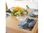 Tovagliette Abakuhaus Natur, Montagne Fiume E Cielo Aperto Bellezze Naturali Fiordi Norvegesi Paesaggio Nordico, Tiscjdeco In Tessuto Resistente Ai Colori Per La Sala Da Pranzo E La Cucina, Verde Marrone Bianco