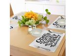 Tovagliette Abakuhaus Adventure, Open Your Heart New Adventures Con Scritta E Design Ispirato Agli Anni Sessanta, Tiscjdeco In Tessuto Resistente Al Lavaggio Per La Sala Da Pranzo E La Cucina, Bianco E Nero