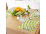 Tovagliette Abakuhaus Verde Lime, Stile Nostalgico A Pois Grandi Cerchi Motivo Rotondo Vintage Femminile, Tiscjdeco In Tessuto Resistente Al Lavaggio Per Sala Da Pranzo E Cucina, Verde Mela Bianco