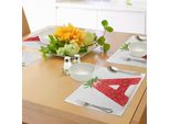 Abakuhaus Tovagliette Con Lettere, Lettera A In Stile Fragola Con Foglie Verdi Alphabet Fun Food Theme, Decorazioni Per Tavola In Tessuto Resistente Al Lavaggio Per La Sala Da Pranzo E La Cucina, Rosso Cinabro Arancione Verde