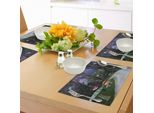 Abakuhaus Tovagliette Fantasia, Foresta Incantata E Castello Con Funghi Notte Stellata E Sentiero Al Chiaro Di Luna, Tiscjdeco In Tessuto Resistente Al Lavaggio Per La Sala Da Pranzo E La Cucina, Multicolore