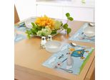 Tovagliette Per Asilo Abakuhaus, Giraffa E Uccellino Divertenti Su Un Elicottero, Nuvole Soffici, Erba, Viaggio Avventuroso, Decorazioni Da Tavola In Tessuto Resistente Al Lavaggio Per La Sala Da Pranzo E La Cucina, Giallo, Verde, Blu