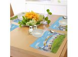 Tovagliette Per Asilo Abakuhaus, Treno Con Diversi Animali E Alberi Arcobaleno, Decorazioni Da Tavola In Tessuto Resistente Ai Colori Per La Sala Da Pranzo E La Cucina, Multicolore
