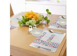 Abakuhaus Tovagliette Con La Lettera F, Alfabeto Con Note Musicali Vibranti Harmony Song Design Abc Grafica Stampata, Tiscjdeco In Tessuto Resistente Al Lavaggio Per La Sala Da Pranzo E La Cucina, Multicolore