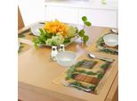 Abakuhaus Italia Tovagliette, Veranda Con Vari Vasi Di Fiori, Piante Verdi Fresche, Vita Di Città In Toscana, Stampa Digitale Su Tessuto Lavabile, Decorazione Da Tavola, Cucina, Verde Marrone Albicocca