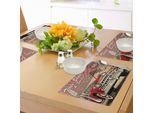 Tovagliette Abakuhaus Con Automobili, Pubblicità Vintage, Automobili Sportive, Emblema Route 66, Motivo Retrò, Tessuto Lavabile, Decorazione Per Tavolo Da Pranzo E Cucina, Stampa Digitale, Grigio Seppia.