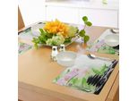 Tovagliette Abakuhaus Spa, Pietre Zen Di Basalto E Orchidea Con Rugiada Terapia Naturale Pacifica Massaggio Meditazione, Tiscjdeco In Tessuto Resistente Al Colore Per La Sala Da Pranzo E La Cucina, Nero Verde Rosa