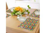 Abakuhaus Tovagliette Geometriche, Motivo Colorato Trasparente In Stile Vetro Colorato, Linee Ondulate, Forme Ovali Moderne, Tiscjdeco In Tessuto Resistente Al Lavaggio Per La Sala Da Pranzo E La Cucina, Multicolore