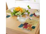 Abakuhaus Tovagliette Rosse E Marroni, Sfondo Colorato A Quadrati Con Effetto Sporco Inquietante, Arte Moderna, Tiscjdeco In Tessuto Resistente Al Lavaggio Per La Sala Da Pranzo E La Cucina, Multicolore