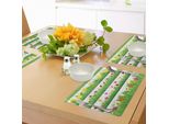 Abakuhaus Tovagliette Con Fiori Verdi, Motivo Prato, Design Orizzontale, Composizione Floreale, Scene Naturali, Stagione Primaverile, Decorazioni Per La Tavola In Tessuto Resistente Al Lavaggio Per La Sala Da Pranzo E La Cucina, Multicolore