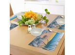 Tovagliette Abakuhaus Con Uccelli, Ambientazione Isola Tropicale, Sole, Uccelli Esotici, Piccola Isola E Oceano, Morbide, Tiscjdeco In Tessuto Resistente Al Lavaggio Per Sala Da Pranzo E Cucina, Multicolore