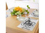 Abakuhaus Tovagliette Con La Lettera P, Essenza Floreale In Fiore, Lettere Con Design Ispirato Al Barocco, Tiscjdeco In Tessuto Resistente Al Lavaggio Per Sala Da Pranzo E Cucina, Bianco, Nero, Grigio