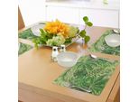 Abakuhaus Tovagliette A Foglia Verde, Motivo Esotico Con Foglie Tropicali Fresh Jungle Aloha Hawaii, Tiscjdeco In Tessuto Resistente Al Lavaggio Per La Sala Da Pranzo E La Cucina, Verde Mela Verde Felce Beige